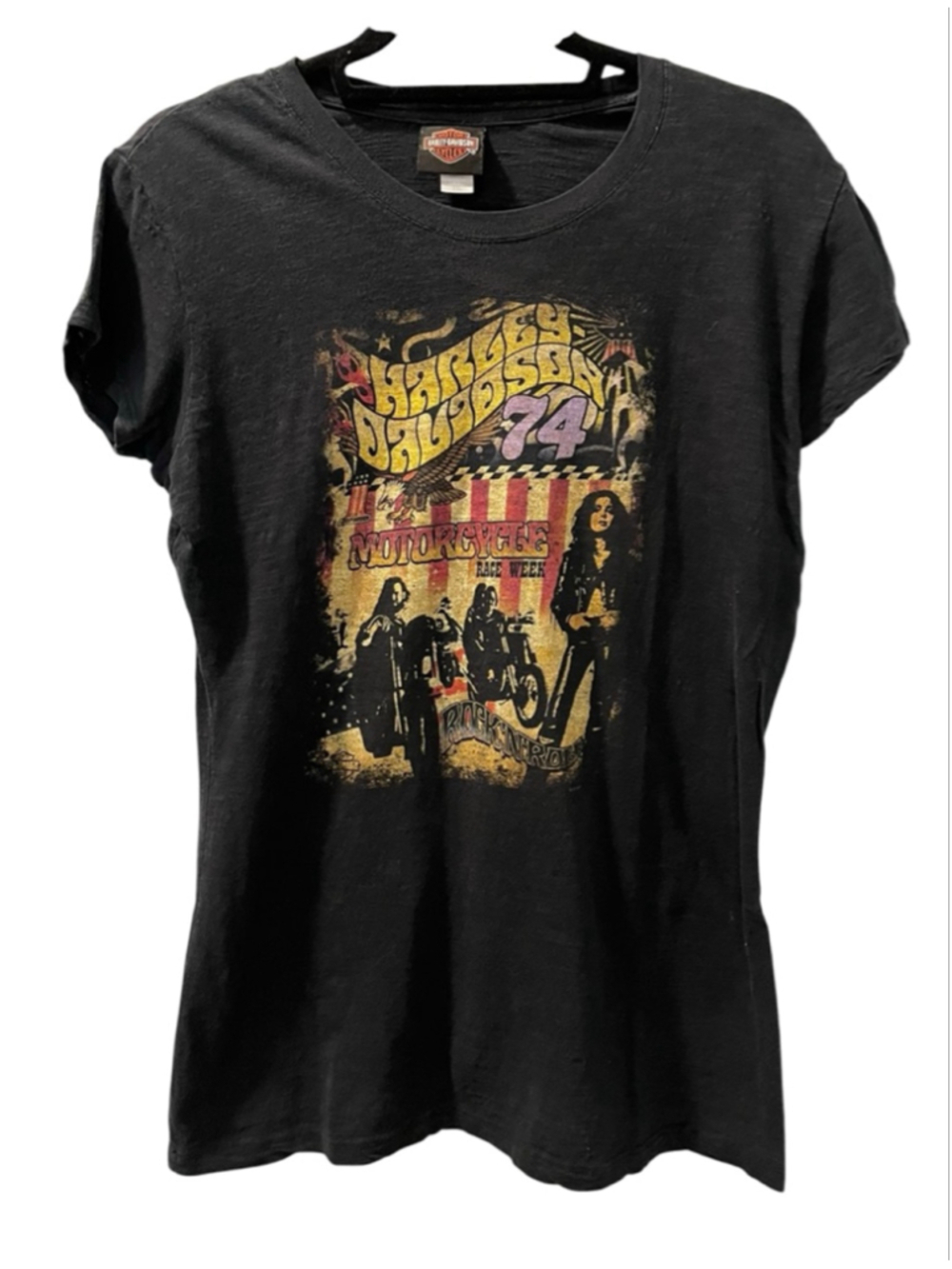 Harley Davidson NWOT Rock N Roll 70's Theme Short Sleeve T-Shirt Size XXL Biker
